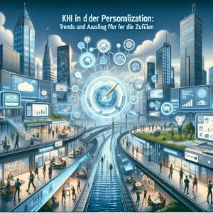 DALL·E 2024-04-02 15.03.24 - Eine futuristische Illustration, die 'KI in der Personalisierung_ Trends und Ausblick für die Zukunft' darstellt. Die Szene zeigt eine hochmoderne Dig