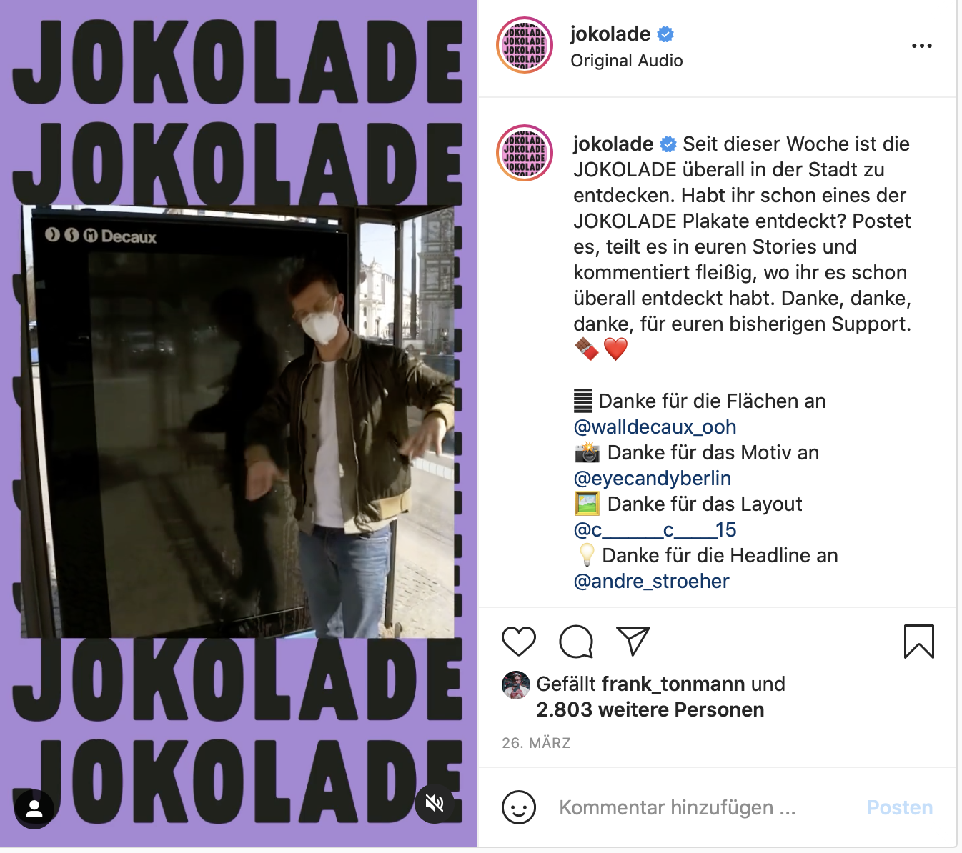 Jokolade Call-to-Action Instagram